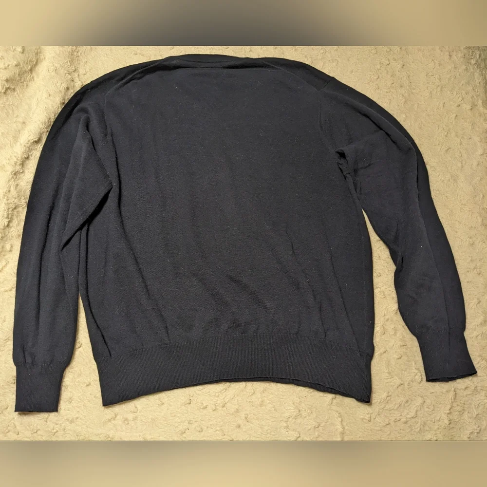 Peter Millar Navy Blue Cashmere Cotton Blend V-Neck Lightweight Sweater XXL